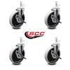 Service Caster 5 Inch Thermoplastic Wheel 5/16 Threaded Stem Caster Set with Brakes SCC, 4PK SCC-TS05S510-TPRS-SLB-5161815-4